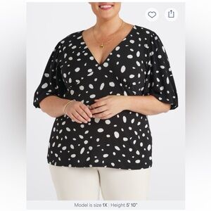 Beacon Black and White Dot Blouse